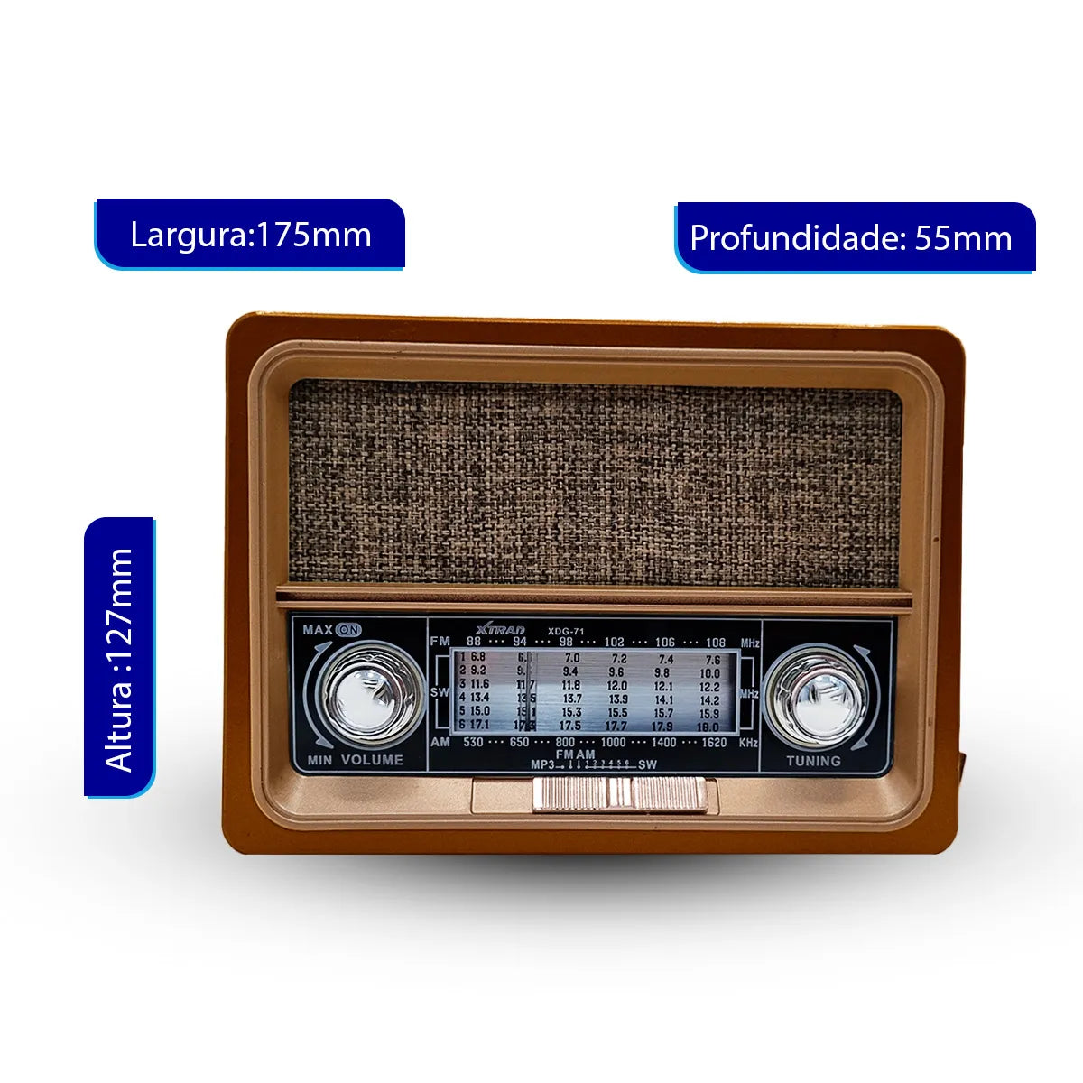 Rádio Retro Bluetooth com Lanterna