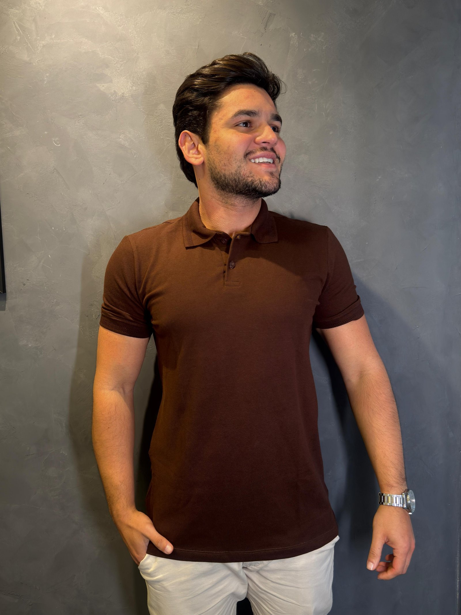Polo Piquet Marrom